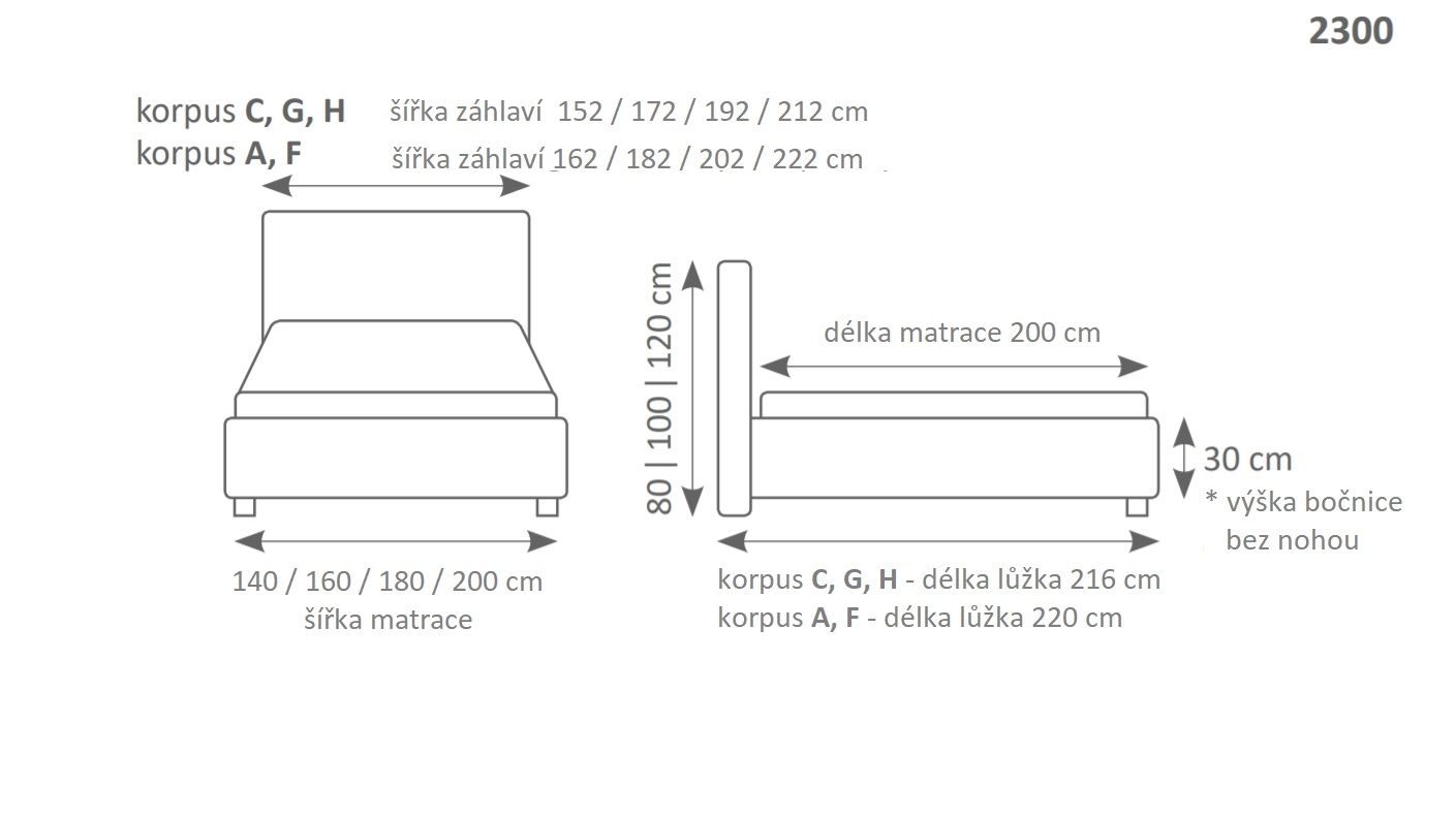 Manželská postel MINI-MAX 2300