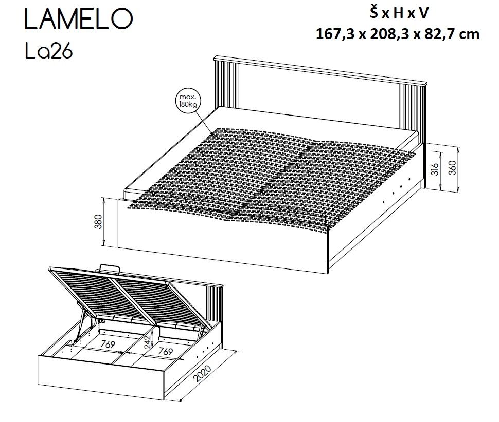Manželská postel LAMELO 26