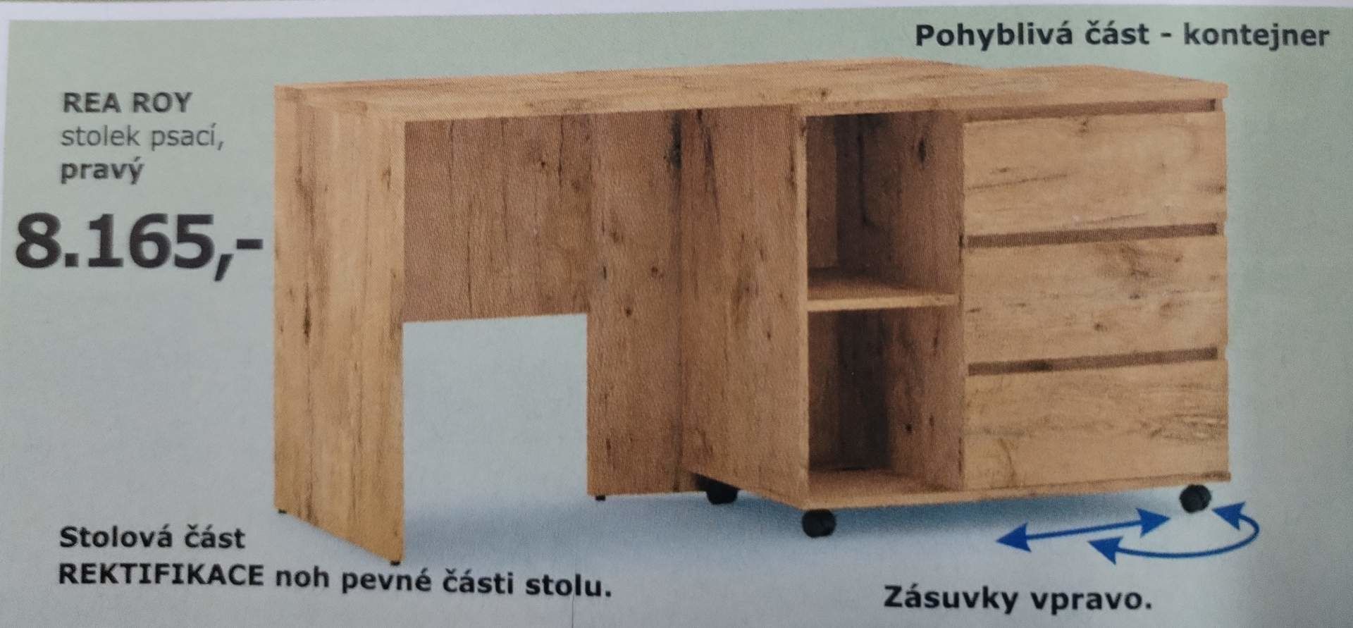 Psací stůl REA ROY s otočným kontejnerem