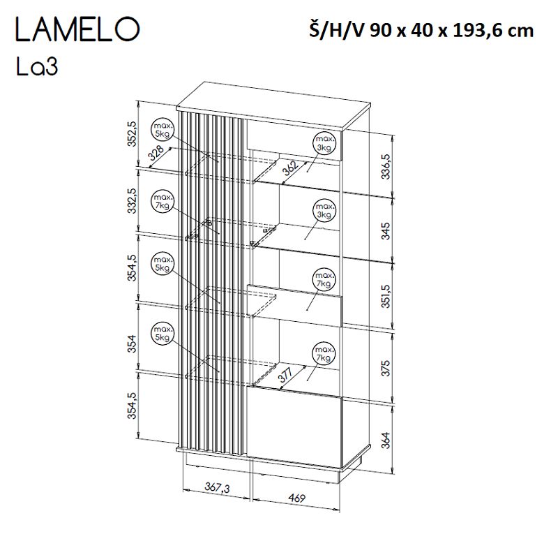 Prosklená vitrína LAMELO 3