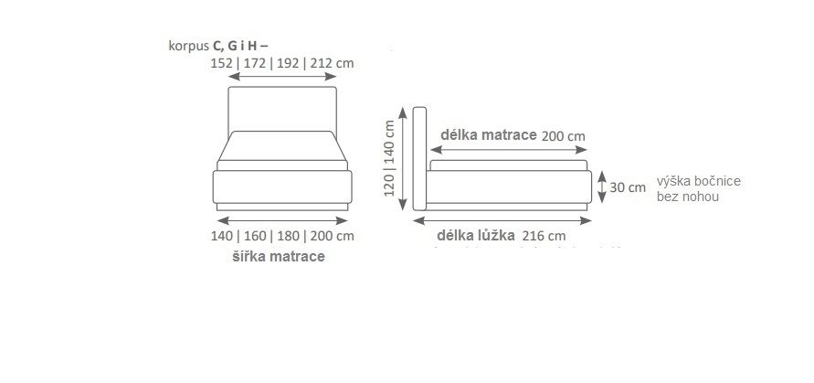 Manželská postel MINI-MAX 3700 chrom