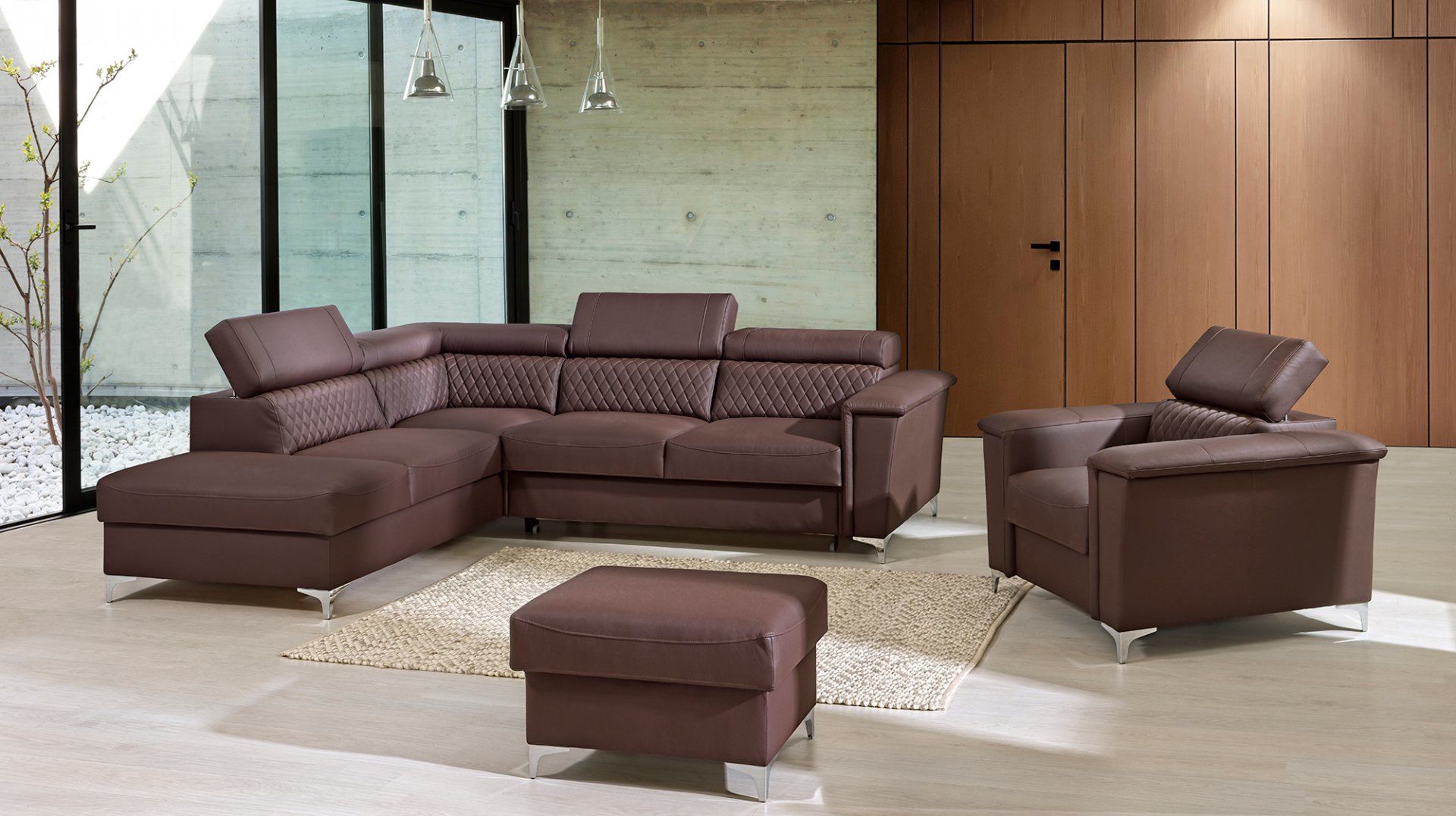 Kožený taburet GARY