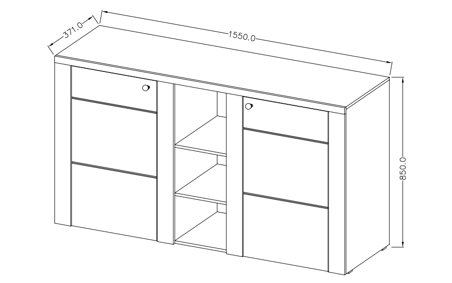 Komoda II LARONA Dub Riviera světlý