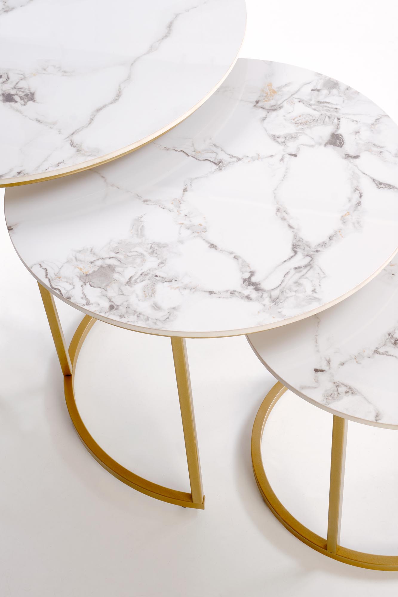 Set konferenčních stolků GILDA bílý mramor/zlatá