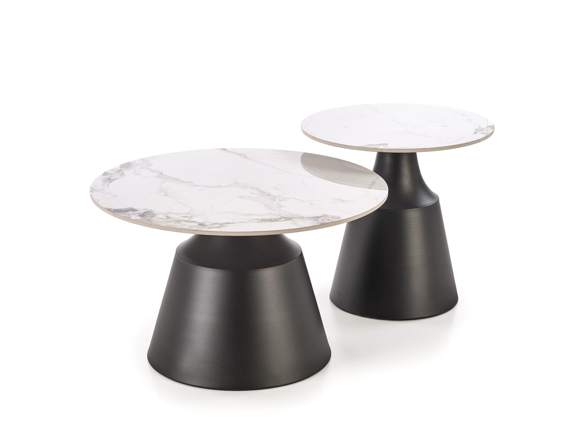Konferenční stolky MAGNETA set 2ks bílý mramor/černá
