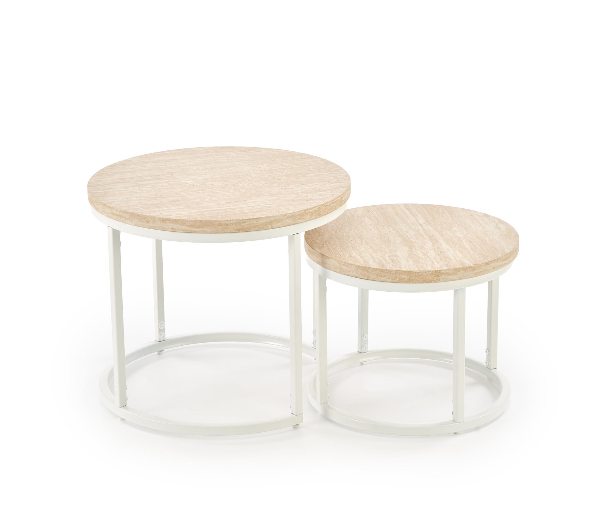 Konferenční stolky OREO travertin / bílá