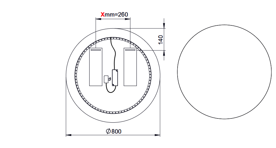 Koupelnové zrcadlo LED HESTIA 80