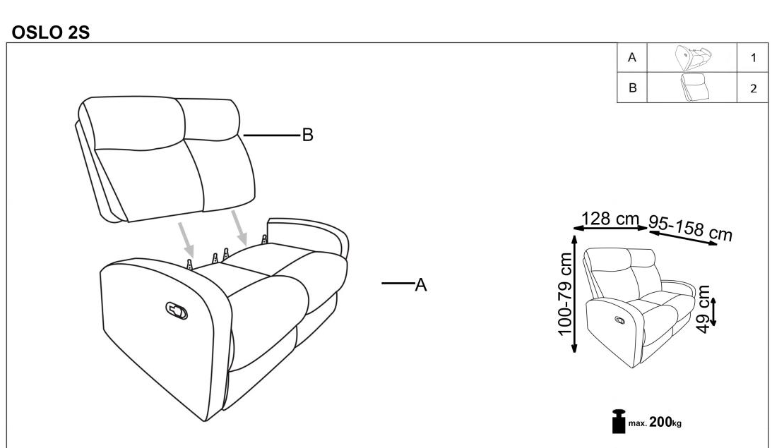Relaxační rozkládací pohovka OSLO 2S