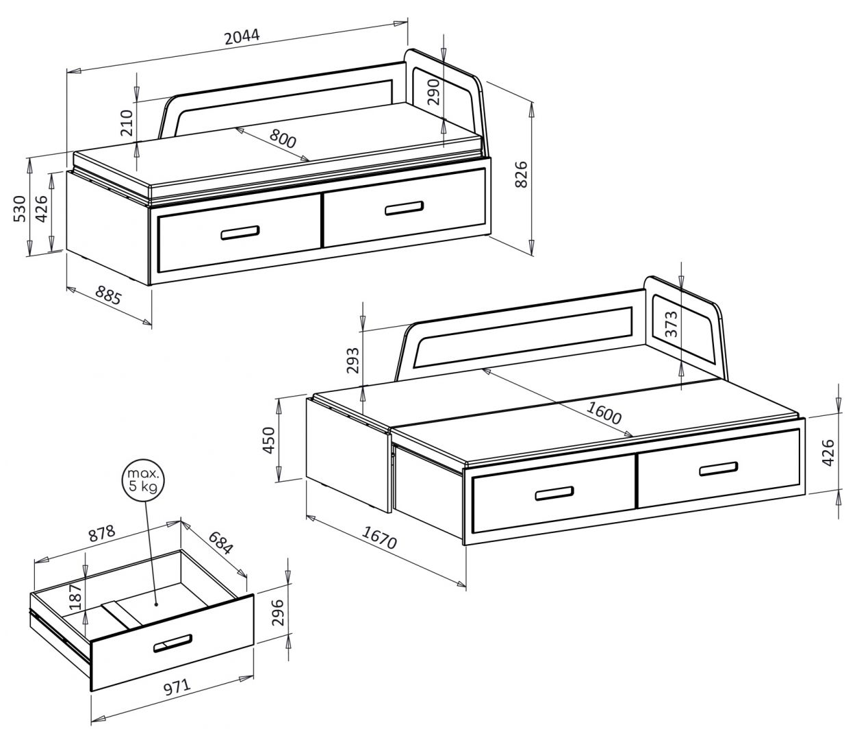 Dětská postel rozkládací s přistýlkou MIJA