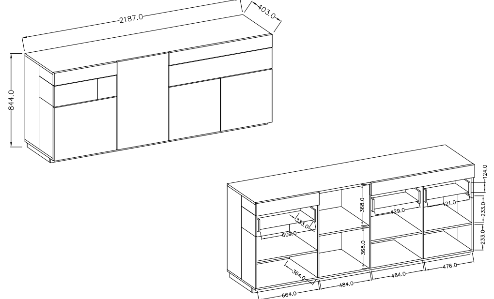 Komoda I SILKE Bílá - Dub Wotan