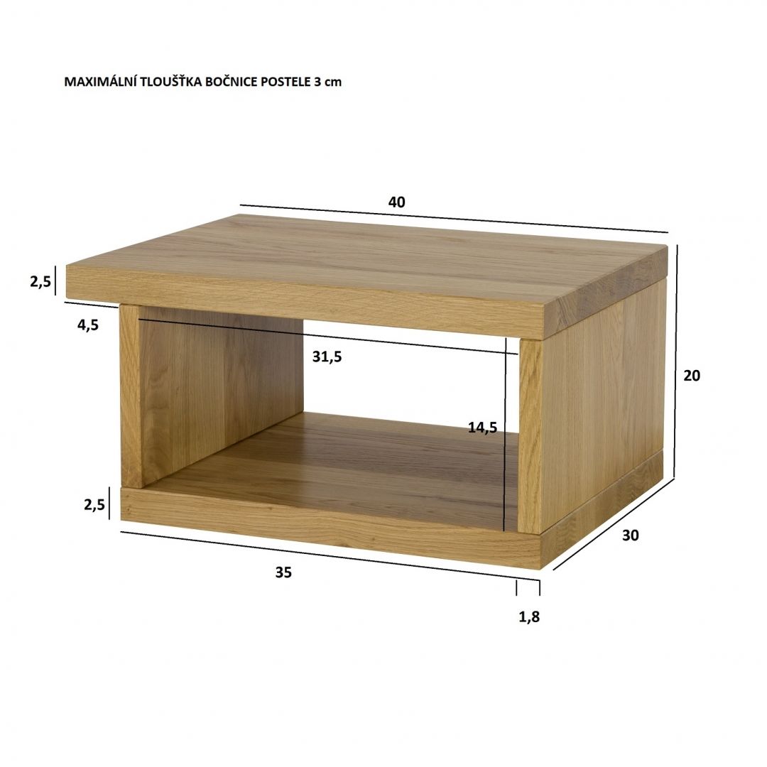 Noční stolek z masivu SN117 buk