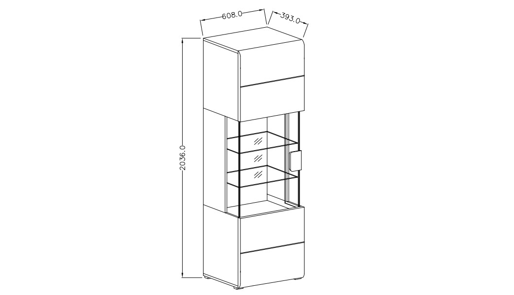 Vitrína TOLEDO Šedá/ Dub Grandson