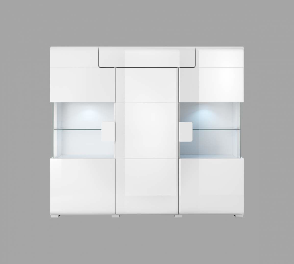 Vitrína II TOLEDO Bílá/ bílý lesk