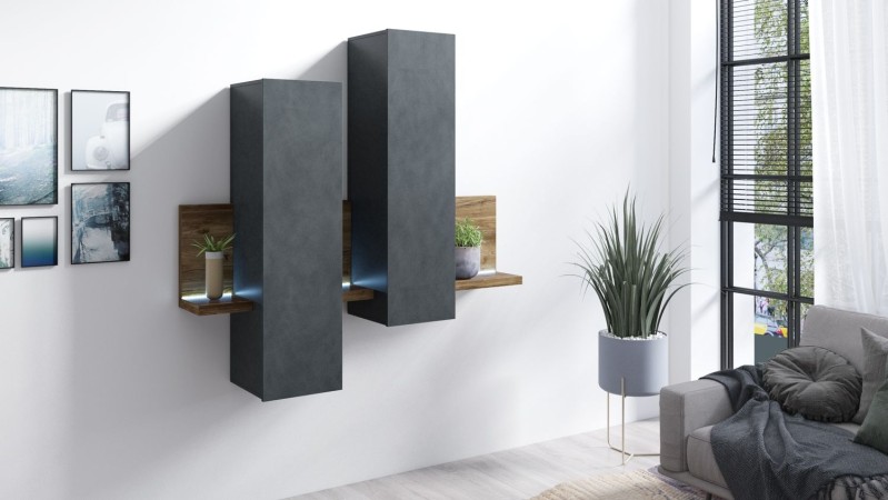 Závěsná skříňka s policí BOTA Appenzellský smrk - šedá Matera