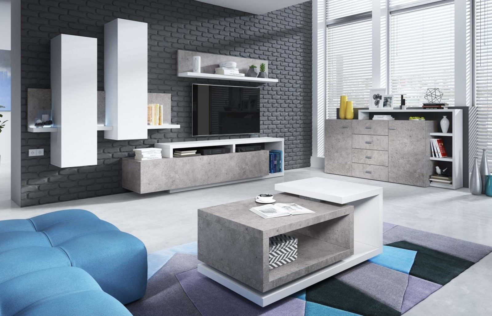 Komoda BOTA Bílá - beton Colorado