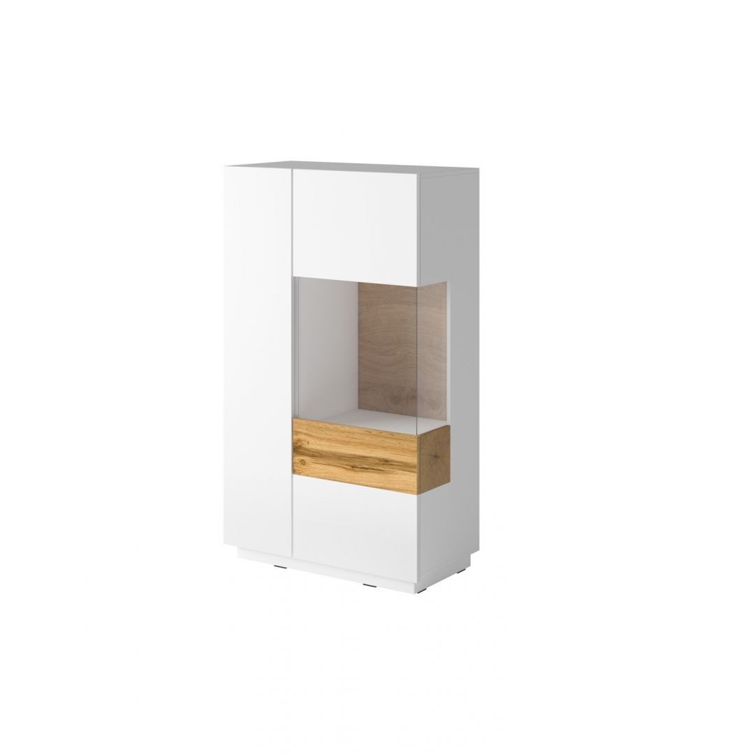 Vitrína II pravá SILKE Bílá - Dub Wotan