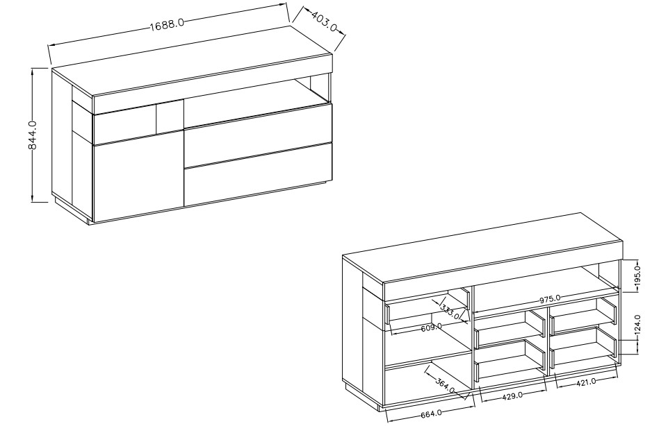 Komoda III SILKE Bílá - Colorado Beton