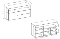 Komoda III SILKE Bílá - Colorado Beton