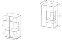 Vitrína II pravá SILKE Bílá - Colorado Beton