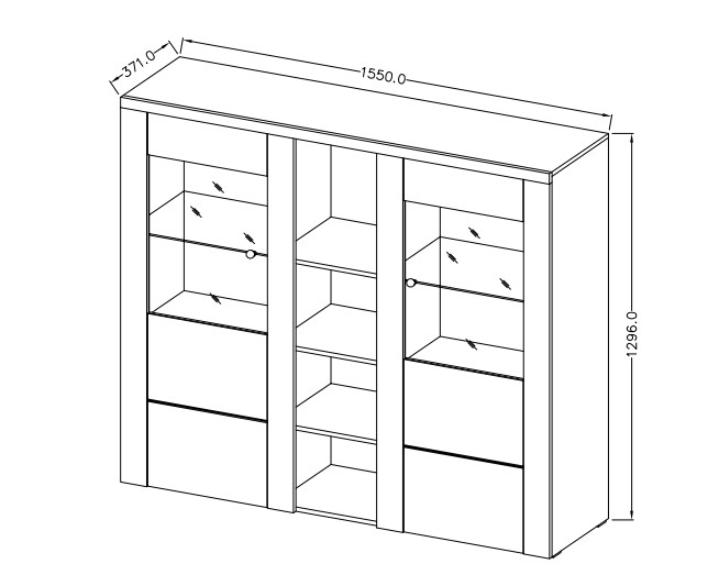 Vitrína III LARONA Dub Lefkas