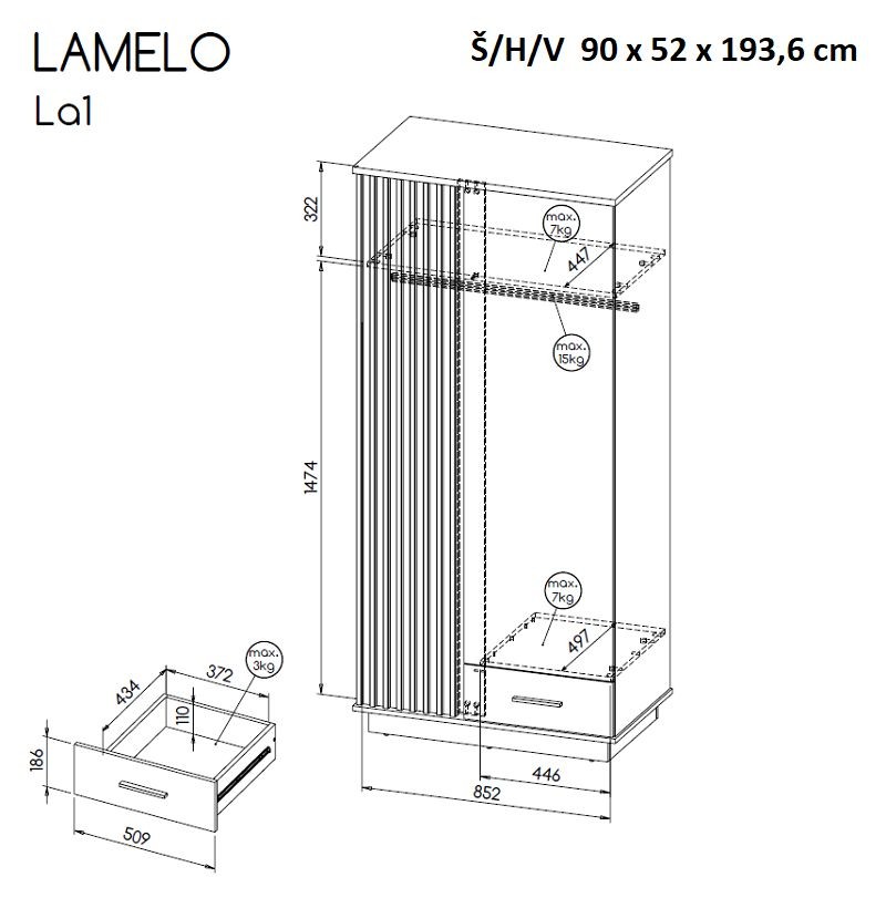 Šatní skříň LAMELO 1