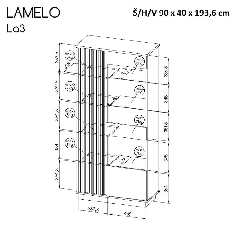 Prosklená vitrína LAMELO 3