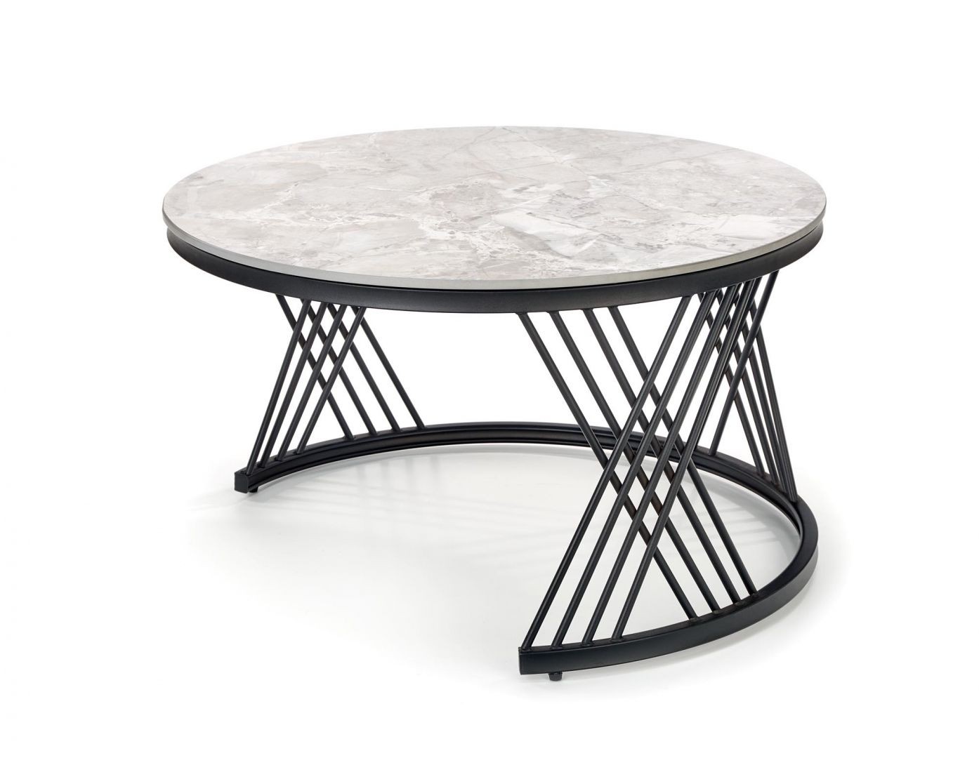 Set Konferenčních stolků FLAMINGO šedý mramor/černá