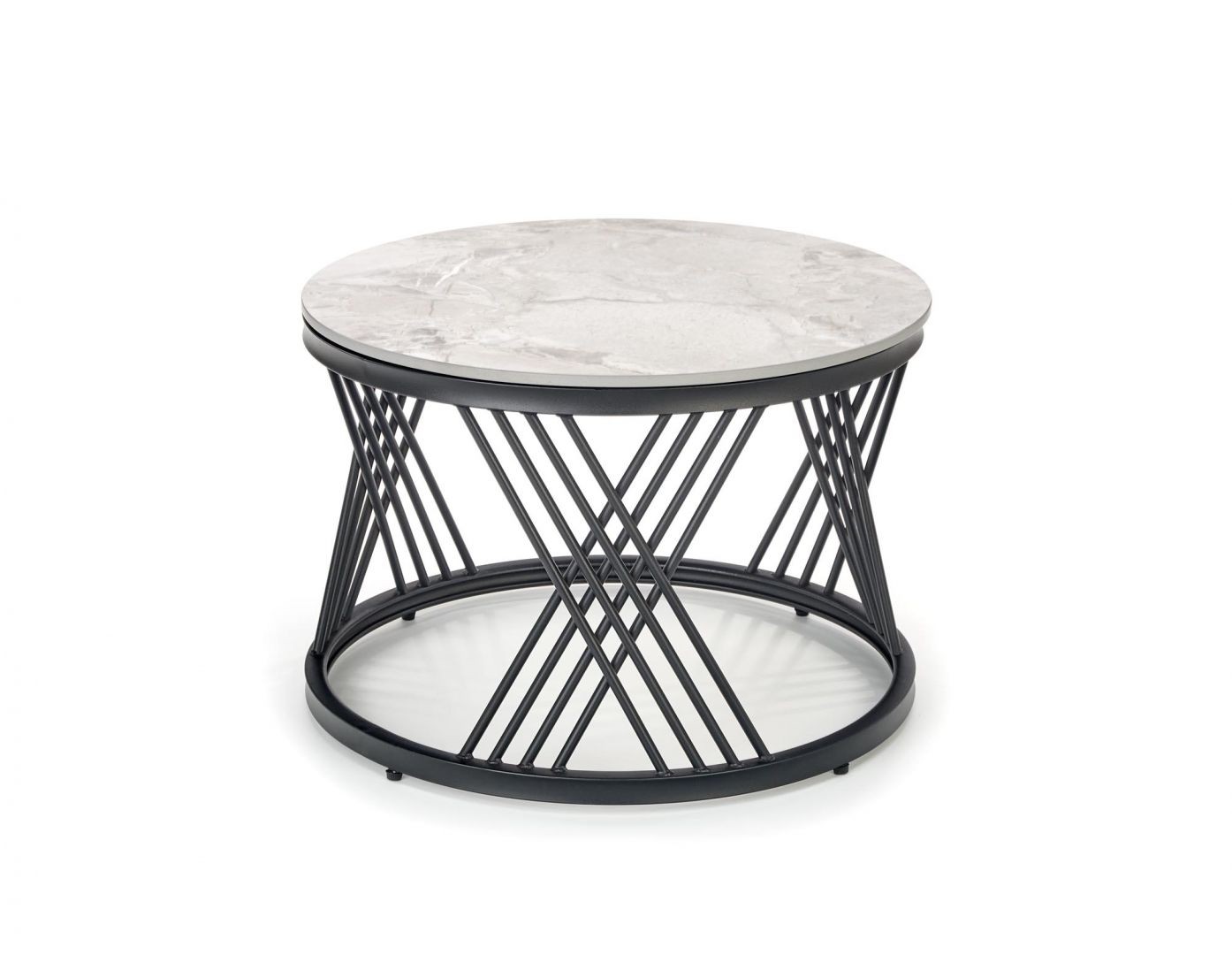 Set Konferenčních stolků FLAMINGO šedý mramor/černá