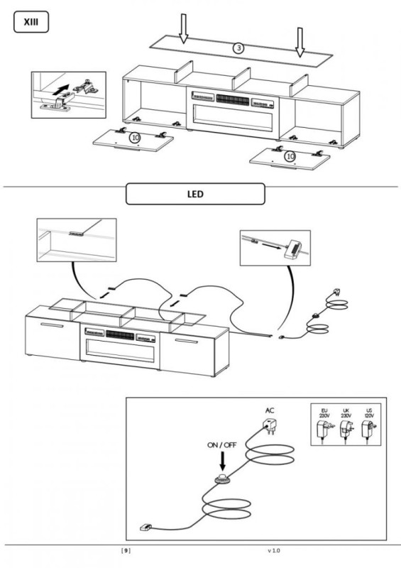 TV komoda Nova s krbem