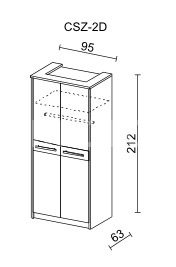 Šatní skříň KREMONA II 2D