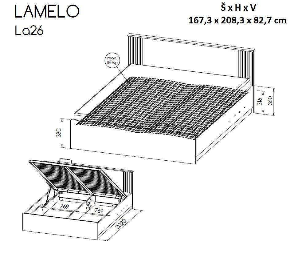 Manželská postel LAMELO 26