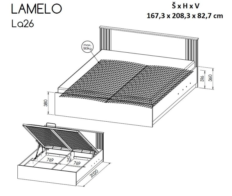 Manželská postel LAMELO 26