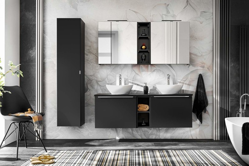 Koupelnová skříňka SANTA FEE ČERNÁ 84-60 - závěsná zrcadlo 60