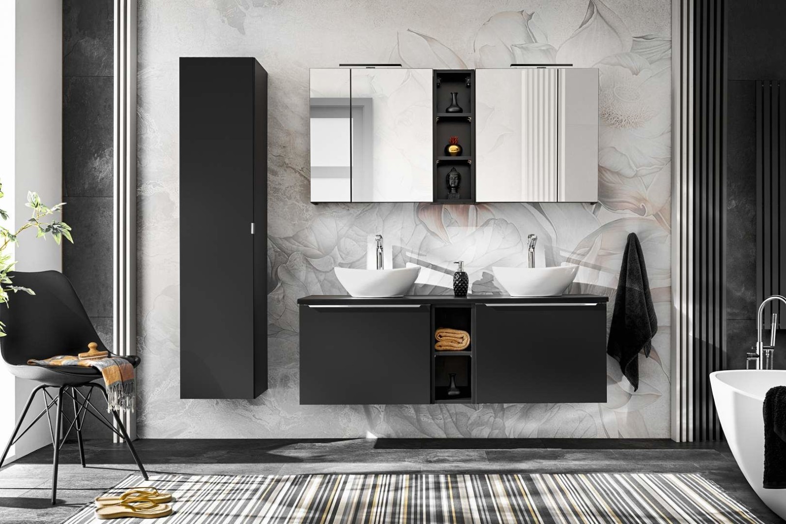 Koupelnová skříňka SANTA FEE ČERNÁ 84-80 - závěsná zrcadlo 80