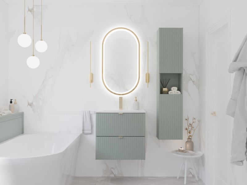 Koupelnová skříňka LINE ŠALVĚJ 80-03 2D- vysoká