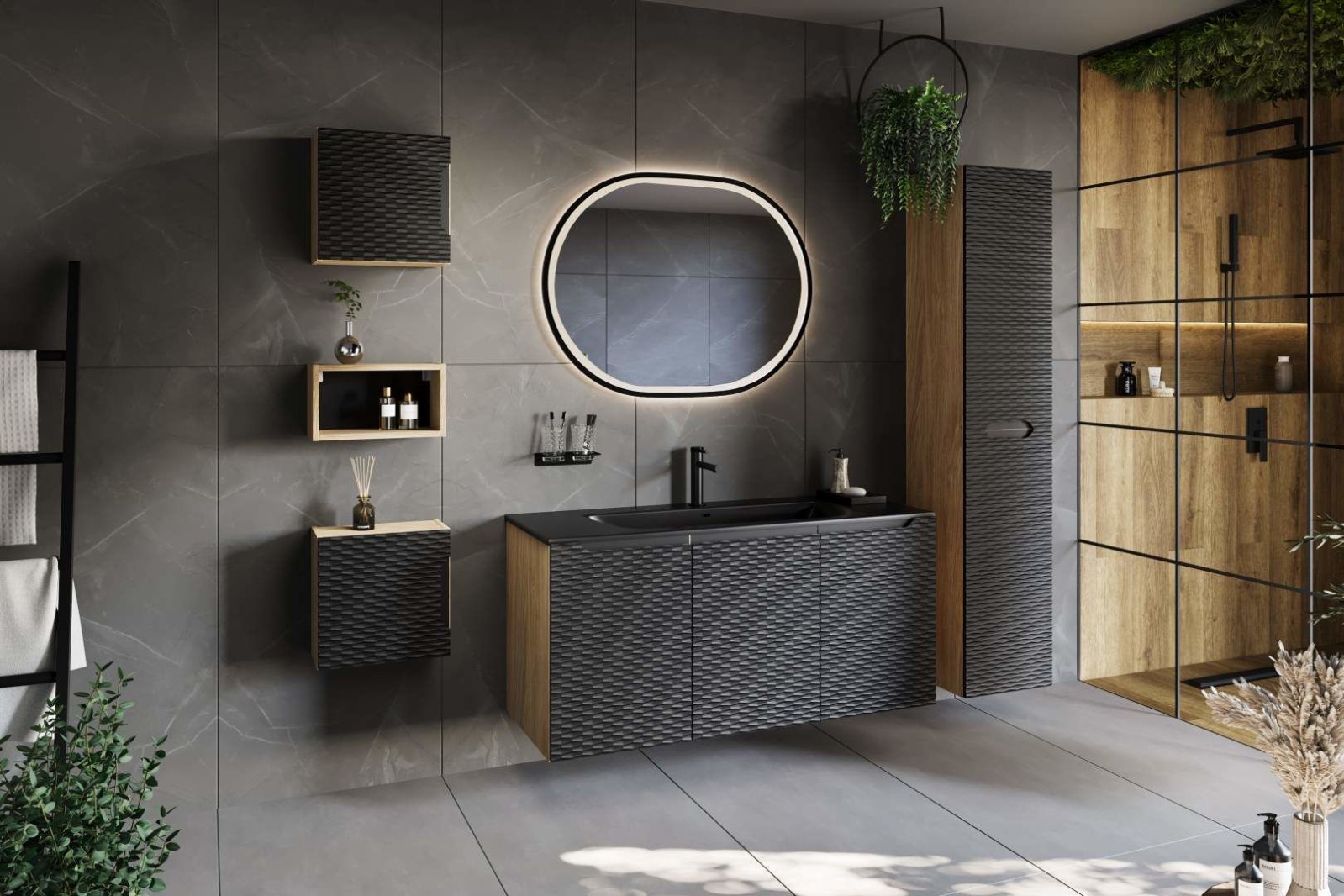 Koupelnová skříňka OCEAN ČERNÁ 82-60 2S - pod umyvadlo 60