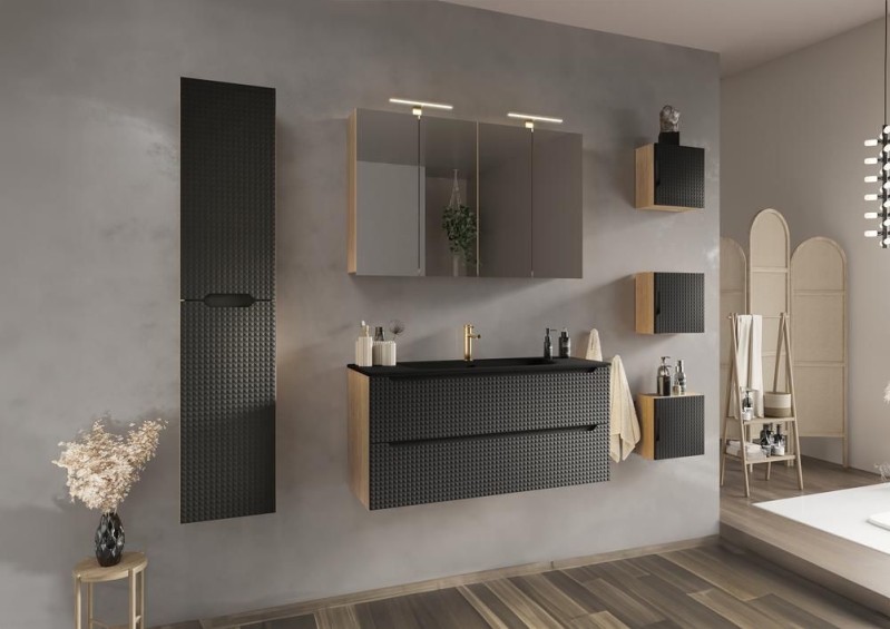 Koupelnová skříňka LUXOR ČERNÁ 82-80 2S - pod umyvadlo 80