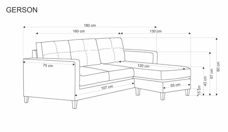 Pohovka s taburetem GERSON šedá