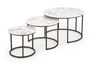 Set konferenčních stolků GILDA bílý mramor/černá