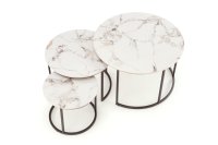 Set konferenčních stolků GILDA bílý mramor/černá