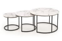 Set konferenčních stolků GILDA bílý mramor/černá