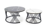 Set konferenčních stolků FLAMINGO černý/bílý mramor/černá