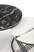 Set konferenčních stolků FLAMINGO černý/bílý mramor/černá