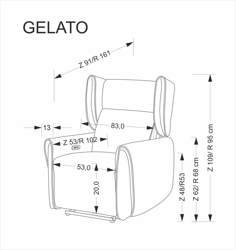 Křeslo ušák GELATO šedé