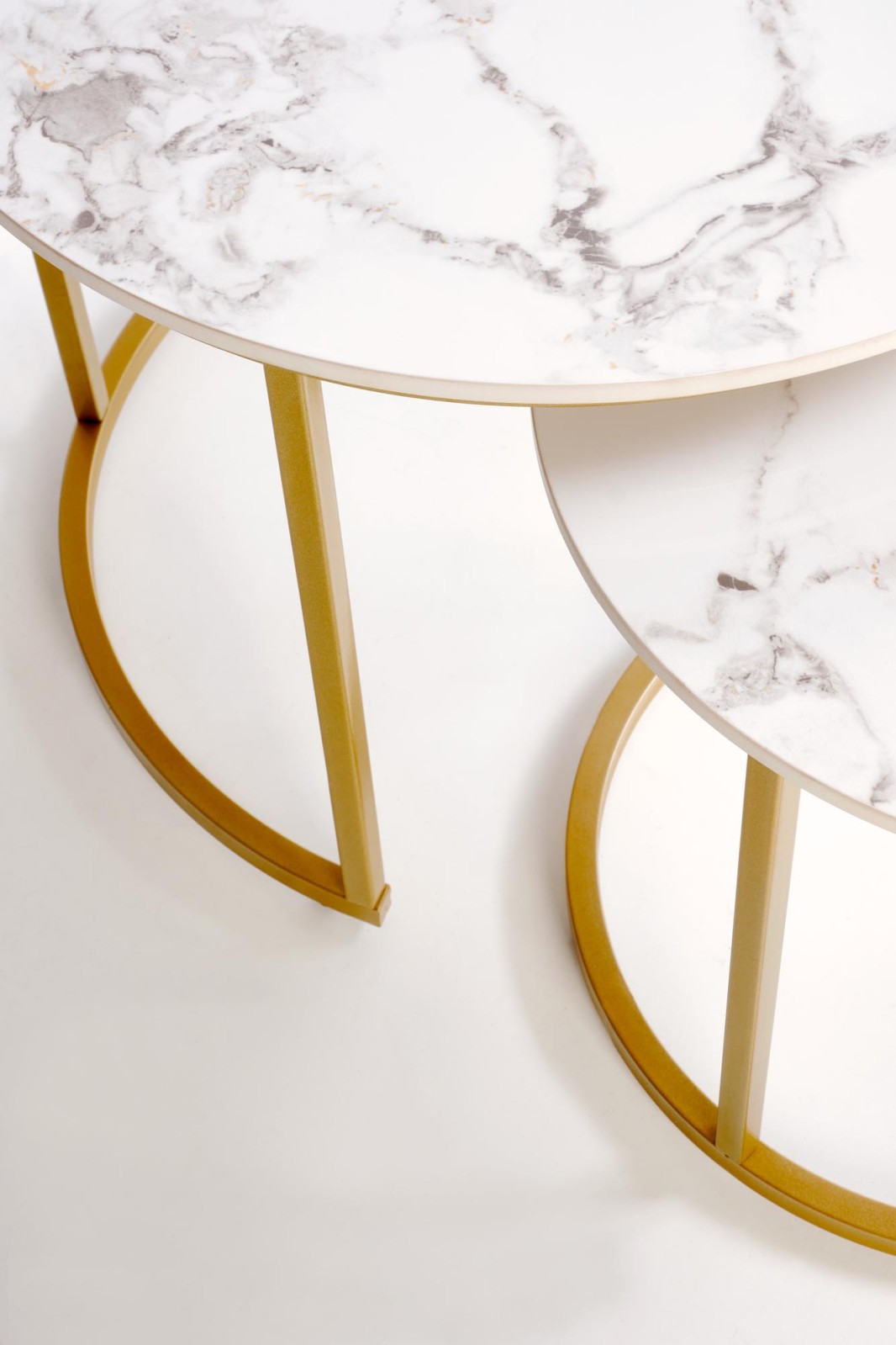 Set konferenčních stolků GILDA bílý mramor/zlatá