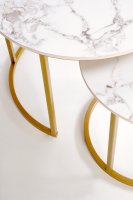 Set konferenčních stolků GILDA bílý mramor/zlatá