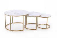 Set konferenčních stolků GILDA bílý mramor/zlatá