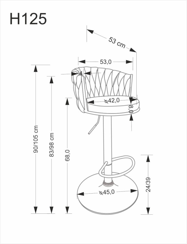 Barová židle H-125 šedá
