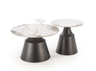 Konferenční stolky MAGNETA set 2ks bílý mramor/černá
