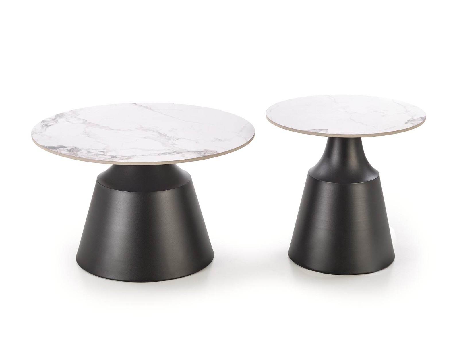 Konferenční stolky MAGNETA set 2ks bílý mramor/černá